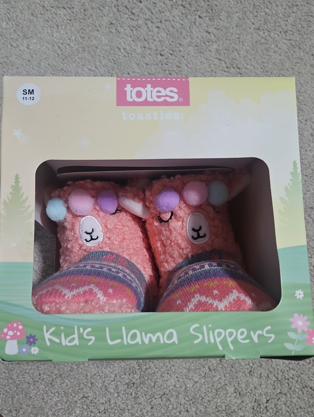 totes Pink Kid's Llama Slippers with Multicolor Accents